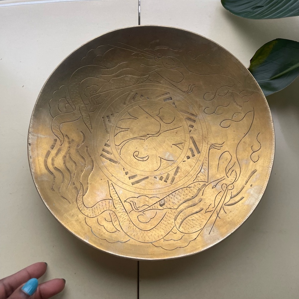 VINTAGE CHINA SOLID BRASS BOWLS HAND ENGRAVED